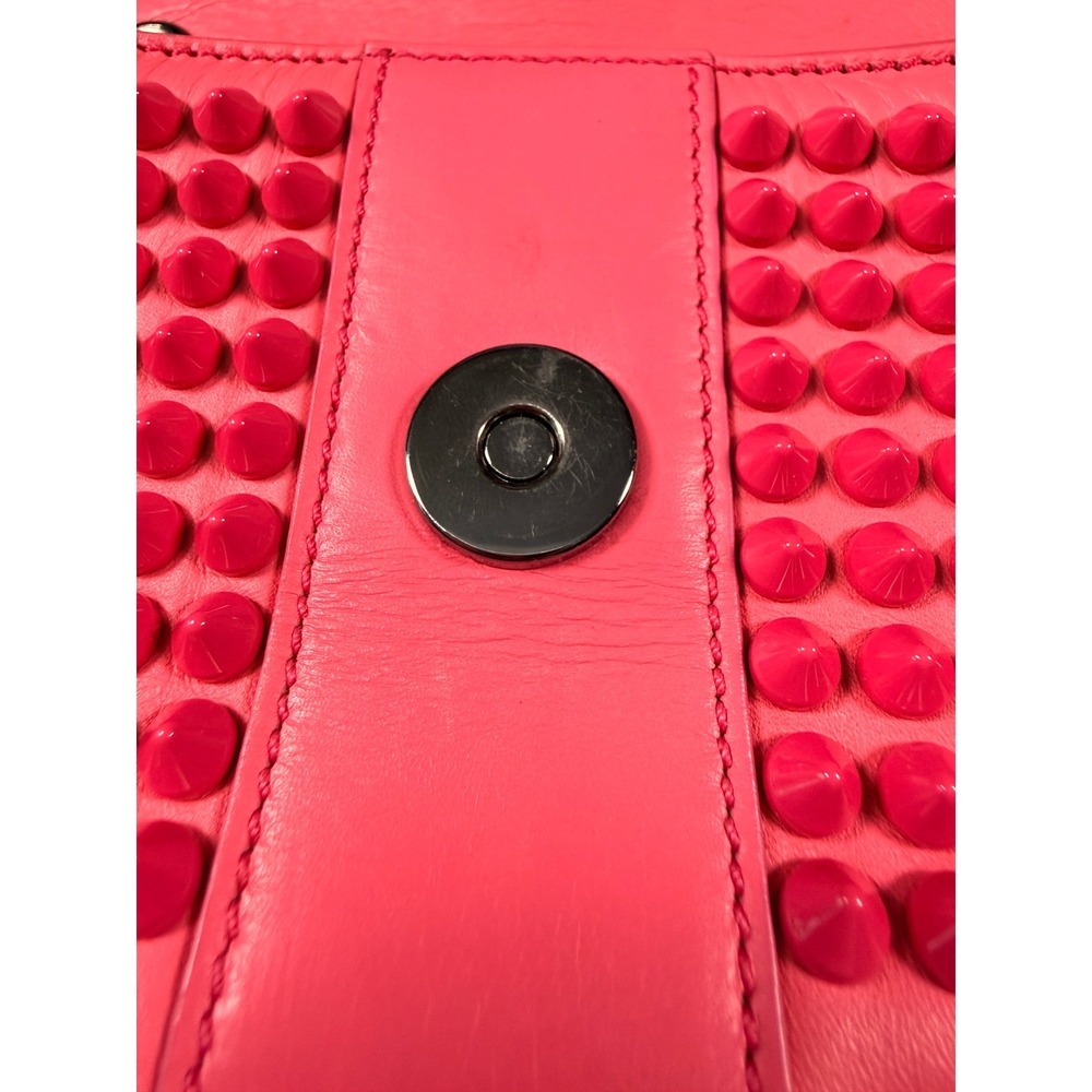 Christian Louboutin Sweet Charity Spiked Mini Shoulder Bag Neon Pink Leather - Picture 12 of 16